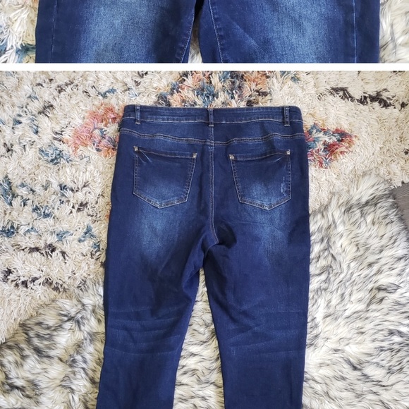 Love & Legend Dark Wash Cuffed Cropped Denim Capri Crops High Waisted Plus Size - Picture 5 of 7